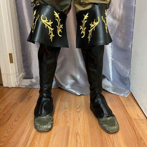 mens CosPlay Gold embroidered Knee High Boot Covers/ matched Gauntlets